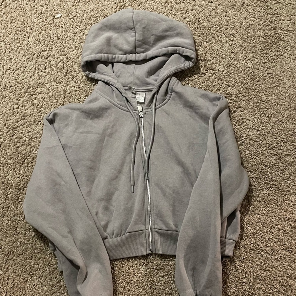 large - light grey cropped hoodie.